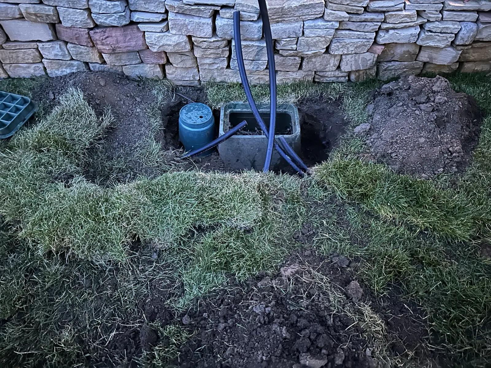 Irrigation components in lawn